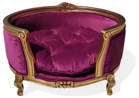 Cama Pet Provençal Estofada Almofada Solta Detalhes em Capitonê Pés Luís XV Estrutura Madeira Maciça Entalhada Design de Luxo Artesanal