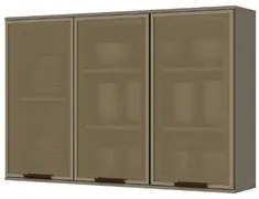 Armário Aéreo 120cm 3 Portas de Vidro Connect Duna/Cristal - Henn