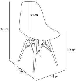Cadeira Sala de Jantar kit4 Eiffel Eames Base Madeira Branco  R02 - D'Rossi