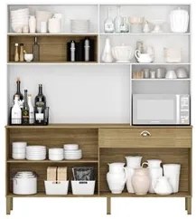 Armário de Cozinha Compacta 182cm Mary K02 Freijó/Supremo - Mpozenato