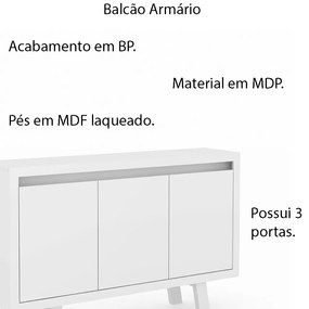 Balcão 3 Portas para Escritório Home Office ME4120 MDP Branco G69 - Gran Belo