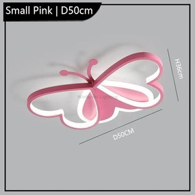 Lustre Infantil borboleta led lustre de teto para crianças quarto lâmpada borboleta pode ser escurecido para crianças 110v/220v winford iluminação - Small Pink - China | Cold White 6000K
