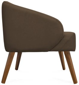Poltrona Decorativa Lara Pés de Madeira Suede Marrom - Sheep Estofados - Marrom