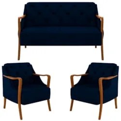 Kit Namoradeira 135cm e 2 Poltronas Decorativas Capitonê Lapa Z32 Velu