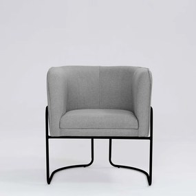 Poltrona Decorativa Belinda D07 Base Aço Linho Mescla Elefante - D'Rossi