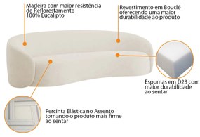 Sofá Orgânico Luxo Recepção 250cm Amore Bouclé