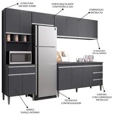 Cozinha Modulada 4 Peças Balcão com Tampo 160cm Andréia Cinza - AJL Mó