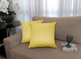 Kit 2 Almofadas Decorativas 50x50 Tecido Suede Amarelo