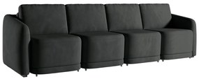 Sofá Cama Modulado Retrátil e Reclinável Decorativo Varsóvia 316cm Veludo Cinza Chumbo G33 - Gran Belo