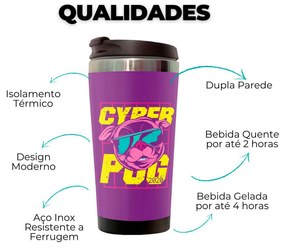 Copo Térmico 500ml Inox Cyber Pug Dog