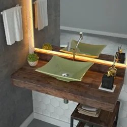 Cuba Pia de Apoio para Banheiro Retangular Luxo 38 C08 Verde Acqua - M