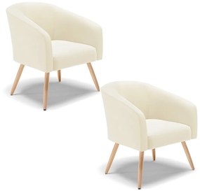 Poltrona Decorativa Pé Palito Natural Kit 2 Stella Cotelê Int/Veludo D03 - D'Rossi - Off White