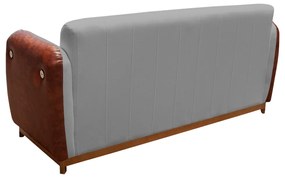 Sofá 3 Lugares Liverpool 1,90 m Compose Corino Ocre/Cinza Grafite C/ Botão - Decorar Estofados