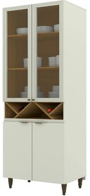 Cristaleira 2 portas de vidro Adega MDF Cozinha Henn