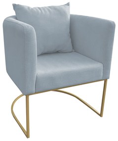 Poltrona Paola Linho Base Metálica Dourado D03 - D'Rossi - Cinza Claro A05