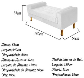 Recamier Félix Casal 140cm Suede Branco - ADJ Decor