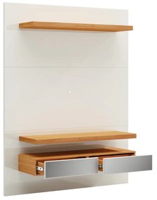 Painel Home 140cm MDF Para TV Até 55 C/ Led E Gavetas Off White Freijó TB106E - Dalla Costa