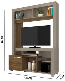 Estante de TV 50 Pol 136cm Sala de Estar Mervan M20 - D'Rossi - Fendi e Naturale
