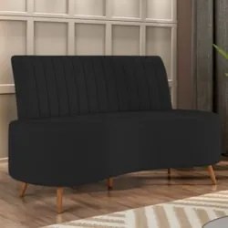 Sofá 2 Lugares para Sala Living 135cm Pés Palito Tamar Z08 Veludo Pret