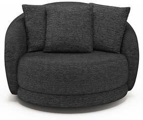 Poltrona Decorativa Base Giratória Galáxia com Almofadas Linho Chumbo G45 - Gran Belo