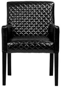 Poltrona Decorativa Sala de Estar Base de Madeira Preto Liverpool PU Sintético Preto Tressê G15 - Gran Belo