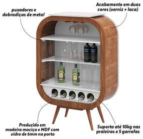 Cristaleira Bar com Nicho Sala de Estar Ateneu Pés Palito Imbuia/Branco G42 - Gran Belo