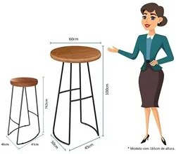 Conjunto Mesa Bistrô Alta e 2 Banquetas Estilo Industrial Aura D09 Per