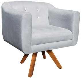 Kit 01 Namoradeira 02 Lugares e 02 Poltronas Giratória Julia Suede Cinza com Strass Base Madeira MM30 D'Rossi