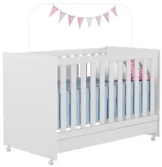 Quarto Infantil 3 Peças Com Berço Americano Nelly Branco Z49 - Mpozena