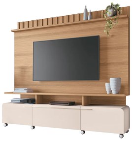 Home Painel Decorativo Alhambra TV até 70 Pol MDP/MDF Pés Rodízio Freijó/Off White G26 - Gran Belo