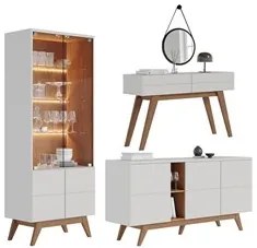 Buffet Cristaleira e Aparador Rebeca com Espelho Adnet 67cm C05 Off Wh