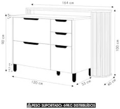 Armário Cozinha 6 Peças CP01 e Ilha Marina Cinammon/Freijó L01 - Mpoze