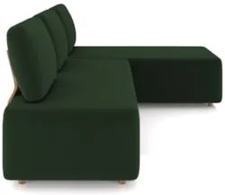 Sofá 3 Lugares Com Chaise 222cm Rovier Veludo Verde Z32      - Mpozena