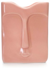 Vaso Decorativo Rosto em Cerâmica Retangular Pêssego 17x10cm - DRossi