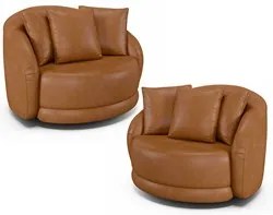 Kit 2 Poltronas Decorativa Giratória para Sala Kaly M22 Sintético Cara