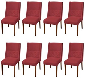 Kit 8 Cadeiras de Jantar Lecce Veludo Vermelho