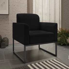 Kit 2 Poltronas Decorativas Isabella Base Industrial Suede Preto G19