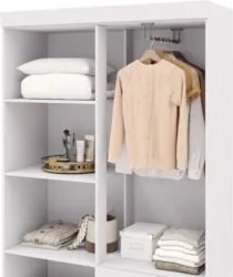 Guarda Roupa Solteiro 103cm Com Espelho Mayra Flex Branco V02 - Mpozen
