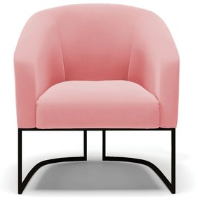 Poltrona Decorativa Industrial Preto Kit 2 Stella Suede Rosê D03 - D'Rossi