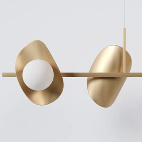 Pendente Calandra Linear 27X21X95Cm Alumínio E Globo Ø10Cm Fosco 4Xg9... (CHAMPANHE, FOSCO)