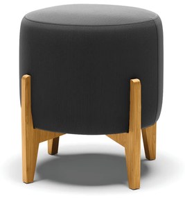 Poltrona com Puff Base de Madeira Stella Suede Preto D03 - D'Rossi