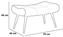 Puff Decorativo Para Sala de Estar Pés Palito Lord Sintético Branco -