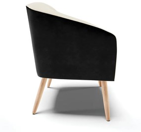 Poltrona Decorativa Pé Palito Natural Stella Preto/Linho Bege D03 - D'Rossi
