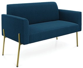 Sofá 2 Lugares Namoradeira Pé Ferro Dourado Marisa Bouclê D03 - D'Rossi - Azul