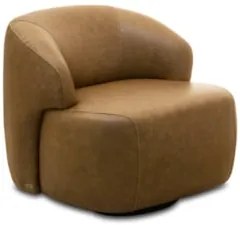 Poltrona Decorativa Giratória Orgânica Donk L08 Couro Camel  - Mpozena