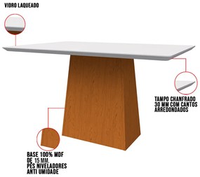 Mesa de Jantar Bella 120 cm Off White Base Ypê - D'Rossi