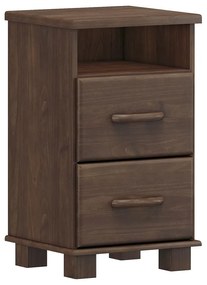 Mesa de Cabeceira 2 Gavetas Madeira Maciça Naipe Café G74 - Gran Belo
