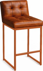 Banqueta Cozinha Alta com Encosto Industrial Bronze Lirina PU C05 - D'Rossi - Nozes