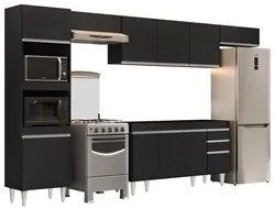 Armário de Cozinha Modulada 5 Peças CP13 Balcão Preto - Lumil