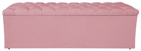 Calçadeira Estofada Liverpool 140 cm Casal Suede Rosa Bebê - ADJ Decor